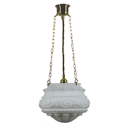 3 Chain Suspension Pendant Brass With 12" Premier Opal Matt Glass - 3000010A