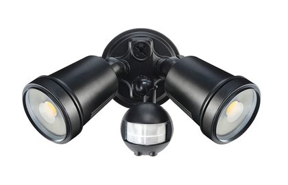 Hunter-III 22W LED Twin Spotlight With Sensor Black / Cool White - 19245/06