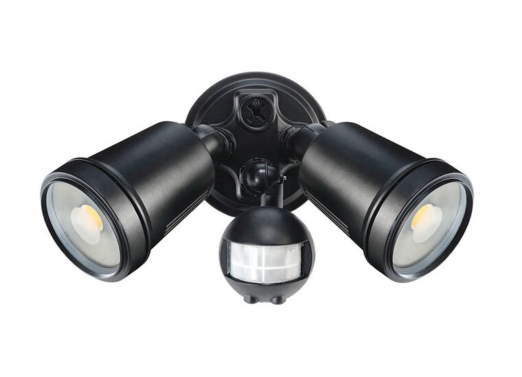 Hunter-III 22W LED Twin Spotlight With Sensor Black / Cool White - 19245/06