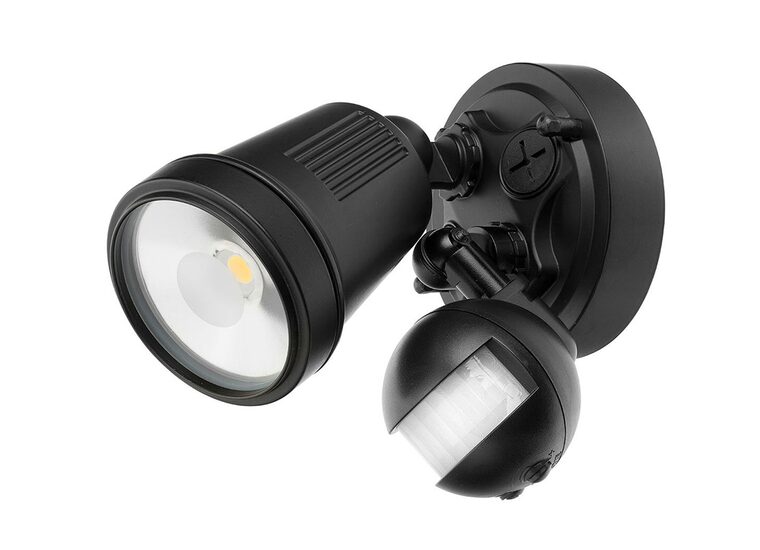 Hunter-III 11W LED Single Spotlight With Sensor Black / Cool White - 19975/06